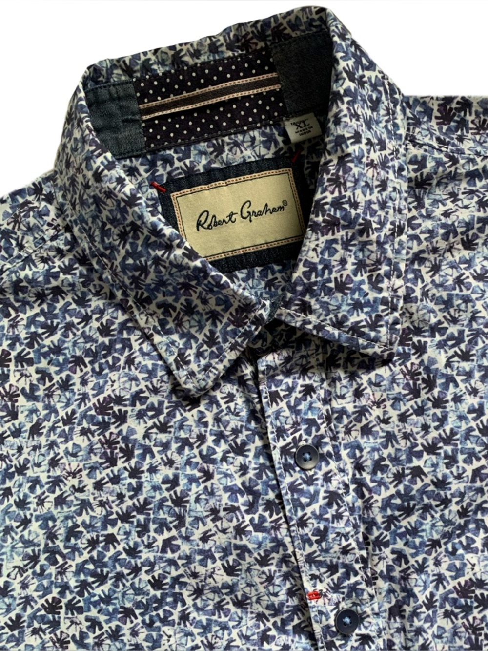 Robert Graham Blue Geometric Pattern Long Sleeve Shirt Size XL